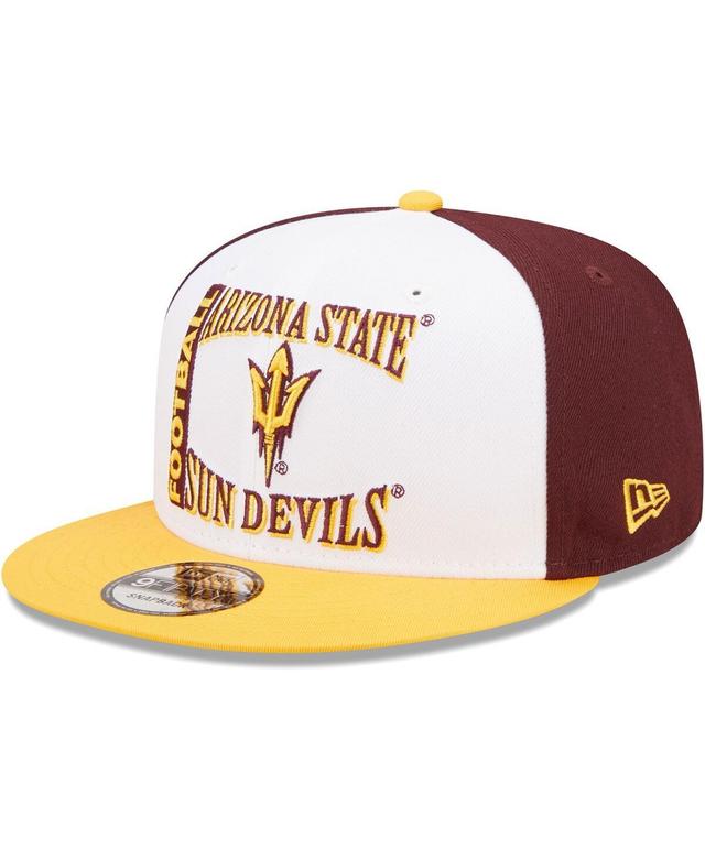 Mens New Era White, Maroon Arizona State Sun Devils Retro Sport 9FIFTY Snapback Hat - Maroon Product Image