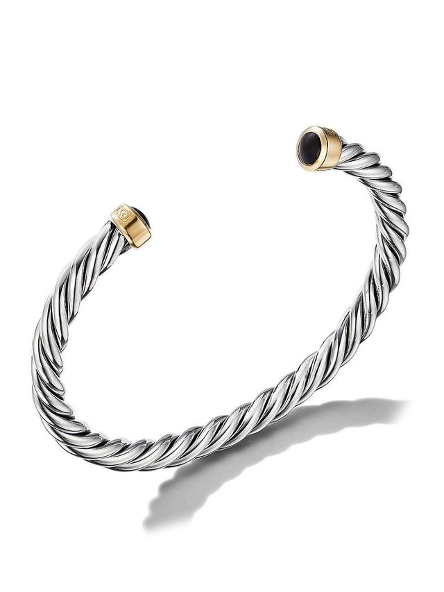 Mens Cable Cuff Bracelet with 18K Yellow Gold Product Image