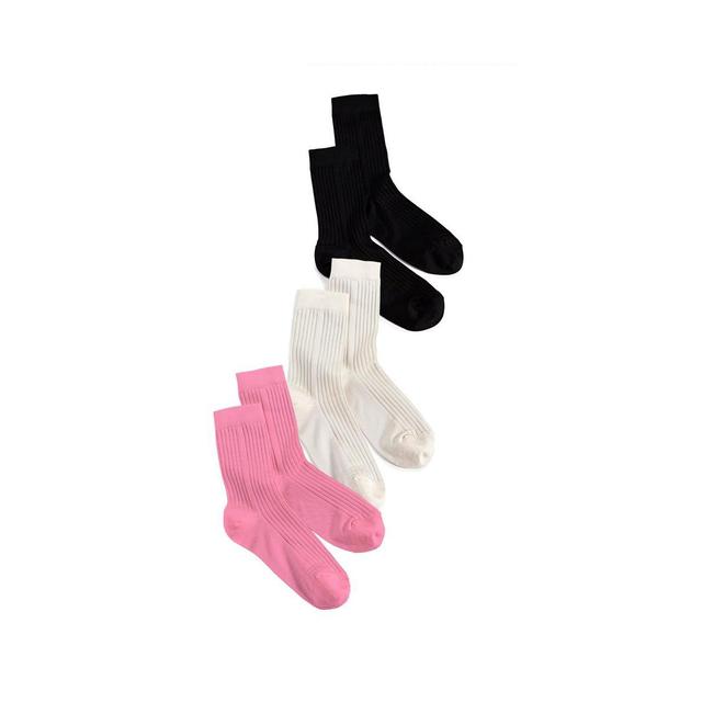 Silky Rib-Knit Crew Socks 3-Pack Product Image