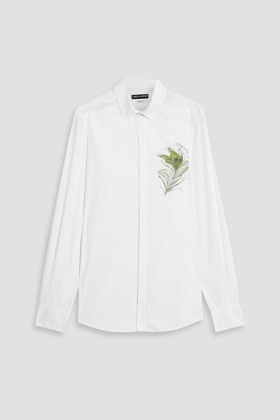 Printed Cotton-poplin Shirt In White Product Image