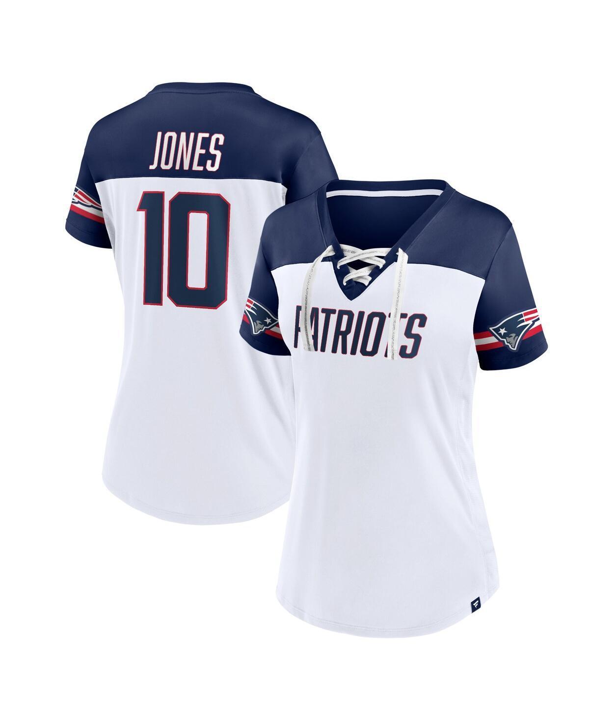 Womens Fanatics Mac Jones White New England Patriots Athena Name and Number V-Neck Top Product Image