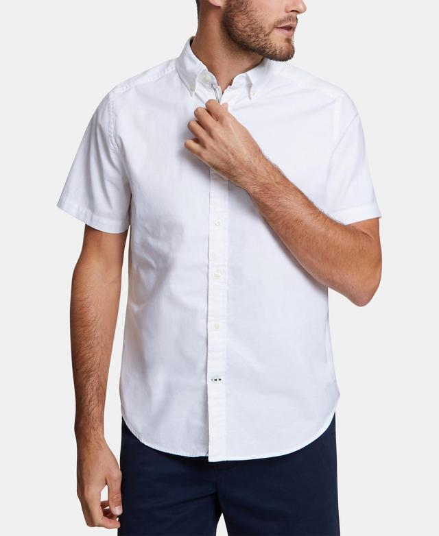 Nautica Mens Classic-Fit Short-Sleeve Solid Stretch Oxford Shirt Product Image