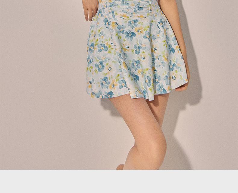 Halter Floral Bow Swim Dress Product Image