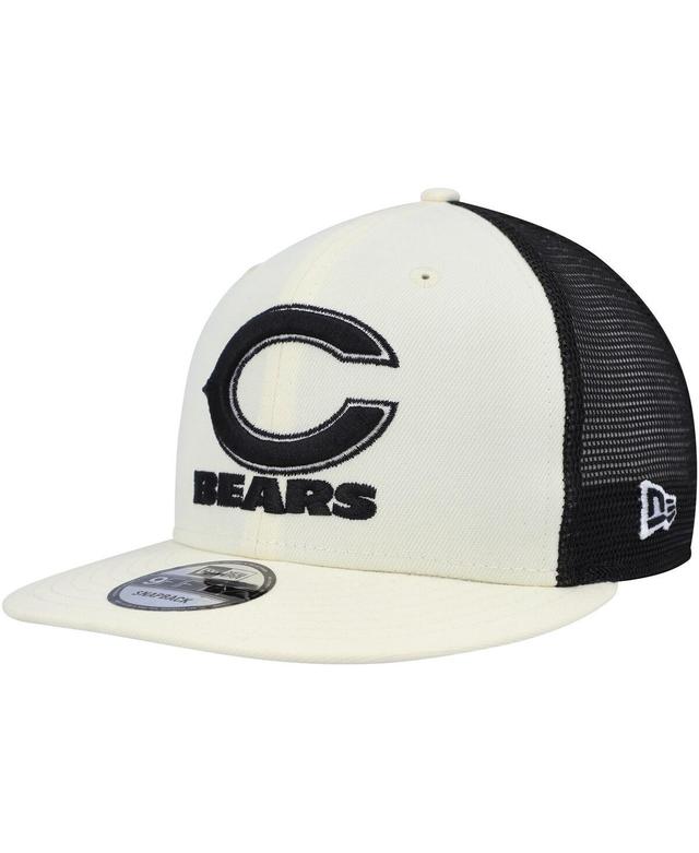 Mens New Era Cream/Black Chicago Bears Chrome Collection 9FIFTY Trucker Snapback Hat Product Image