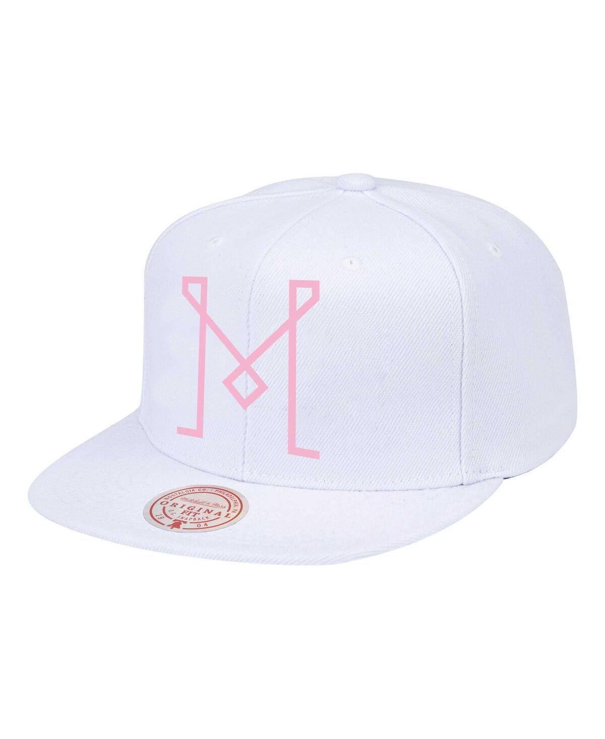 Mens Mitchell & Ness White Inter Miami Cf Logo Snapback Hat Product Image