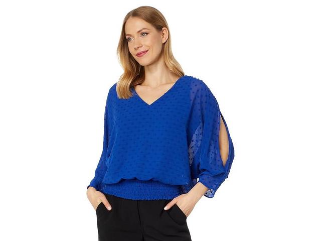 Vince Camuto V-Neck Smocked Waist Blouse with Shirring (Opulent ) Women's Clothing Product Image