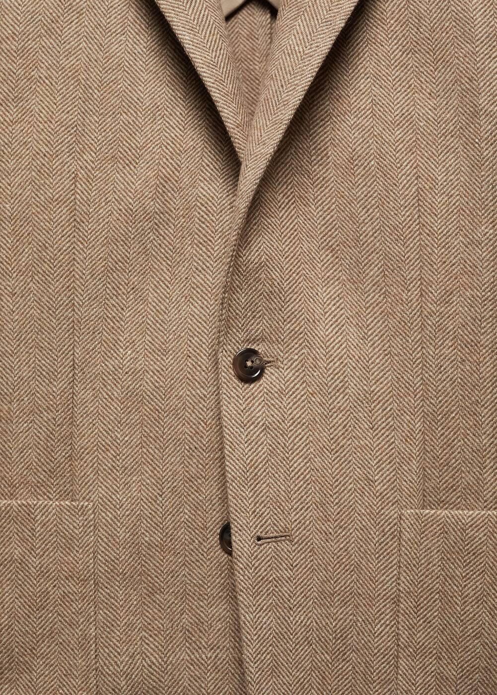 Mango Mens Slim-Fit Herringbone Wool Suit Jacket Product Image