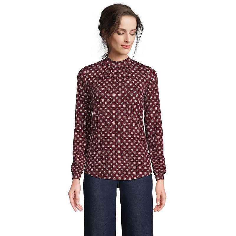 Womens Lands End Gathered Mockneck Top Product Image