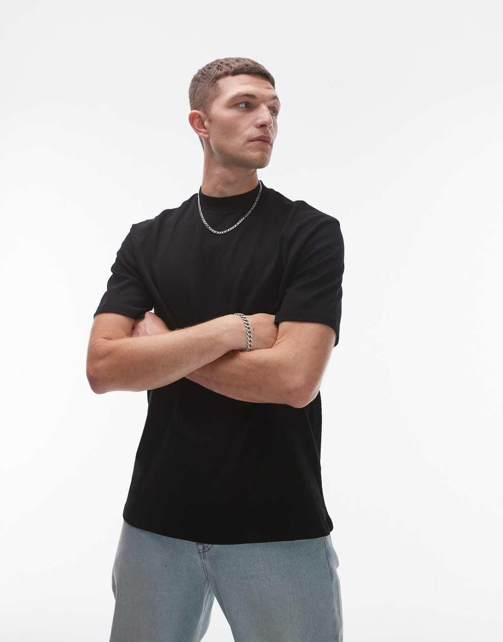 Topman 3 pack oversized fit t-shirt in black, white and stone Product Image