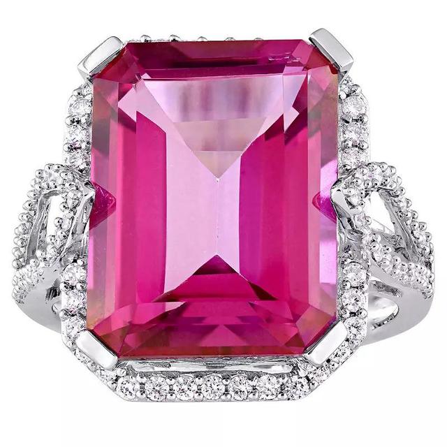 Stella Grace 14k White Gold Pink Topaz & 1/2 Carat T.W. Diamond Cocktail Ring, Womens Product Image