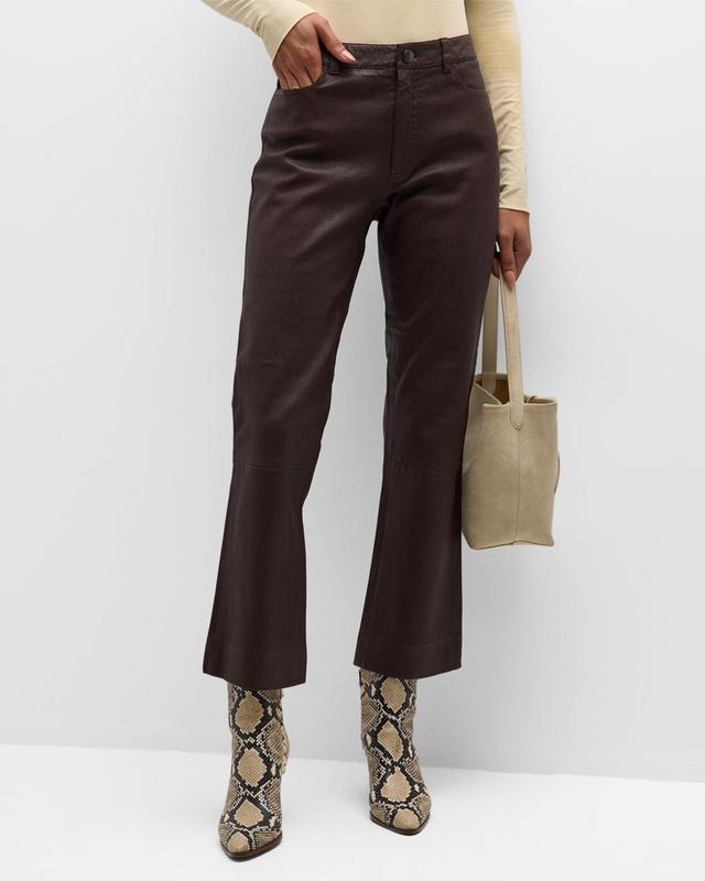 Womens Leather Cropped Flared Pants Product Image