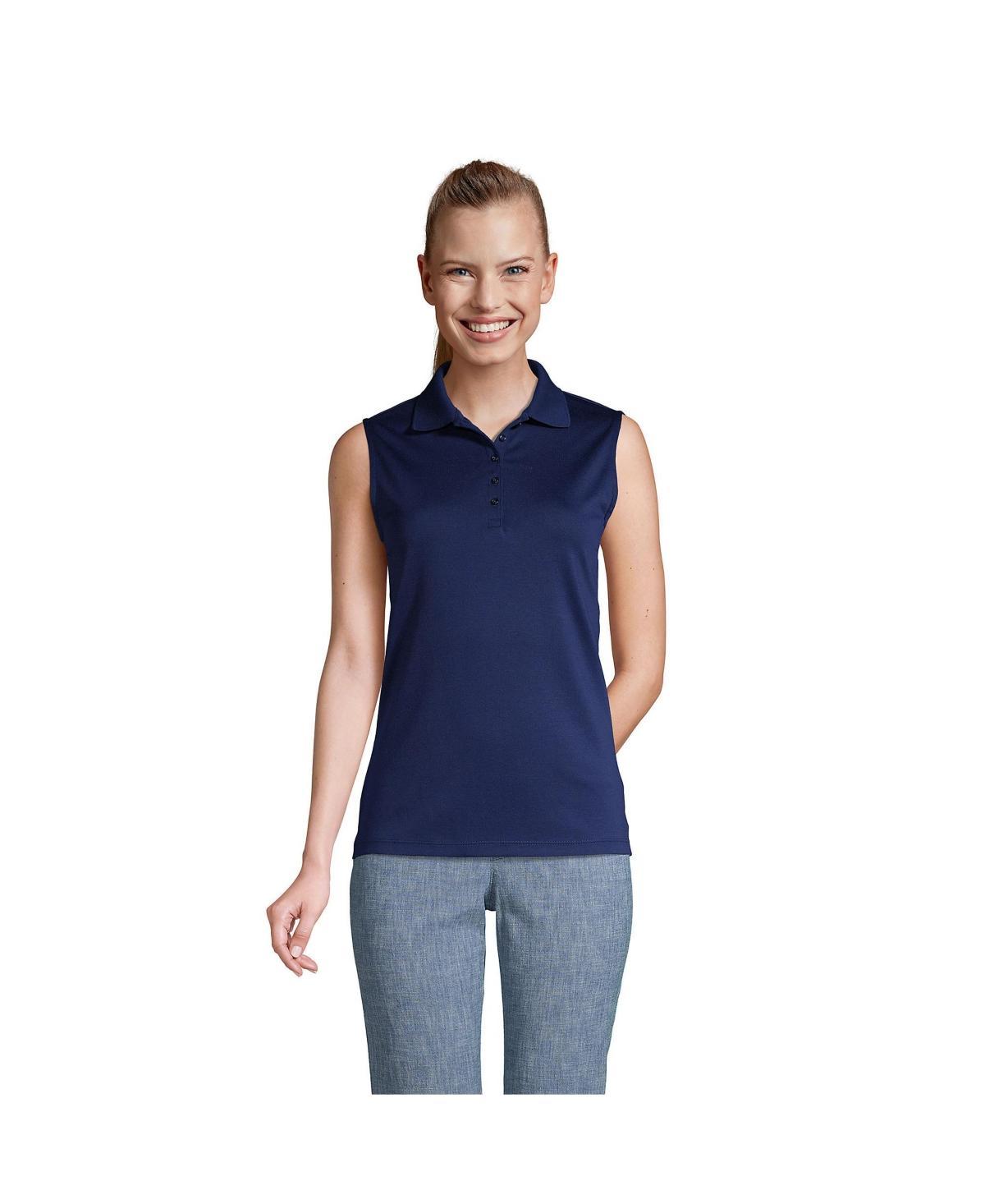 Womens Lands End Sleeveless Supima Cotton Polo Shirt Dark Blue Product Image