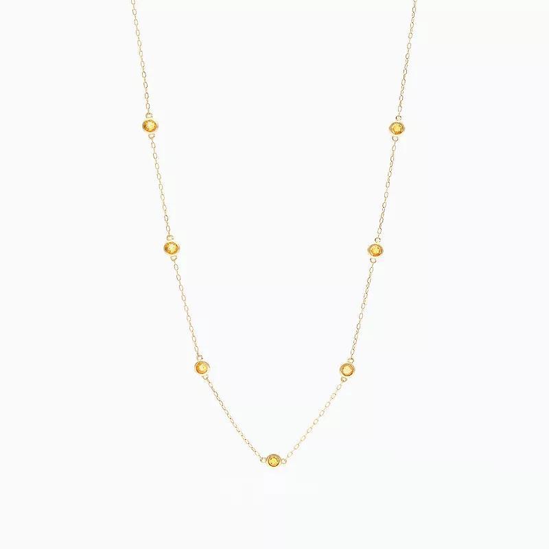 House of Frosted 14K Gold Plated Citrine Station Necklace, Womens, Sterling Product Image