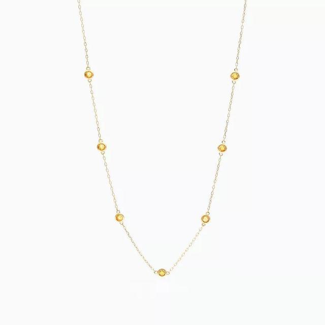 House of Frosted 14K Gold Plated Citrine Station Necklace, Womens, Sterling Product Image