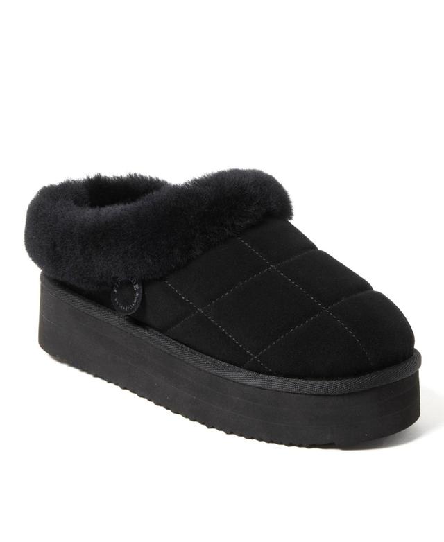 Dearfoams Fireside by Womens Bendigo Genuine Shearling Quilted Platform Clog Slipper Product Image