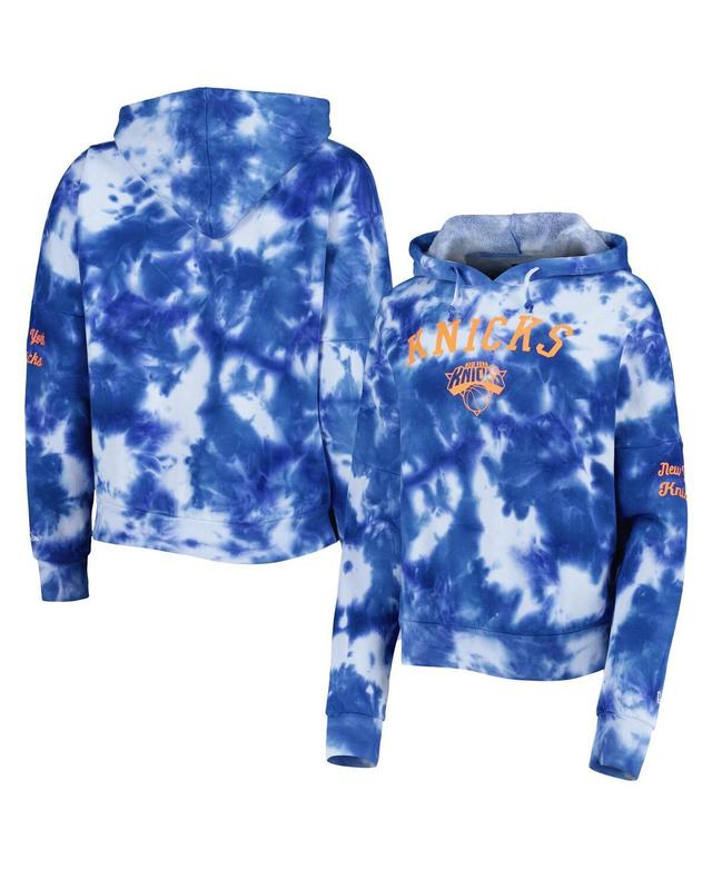 Womens New Era Royal New York Knicks Brushed Cotton Tie-Dye Pullover Hoodie Product Image