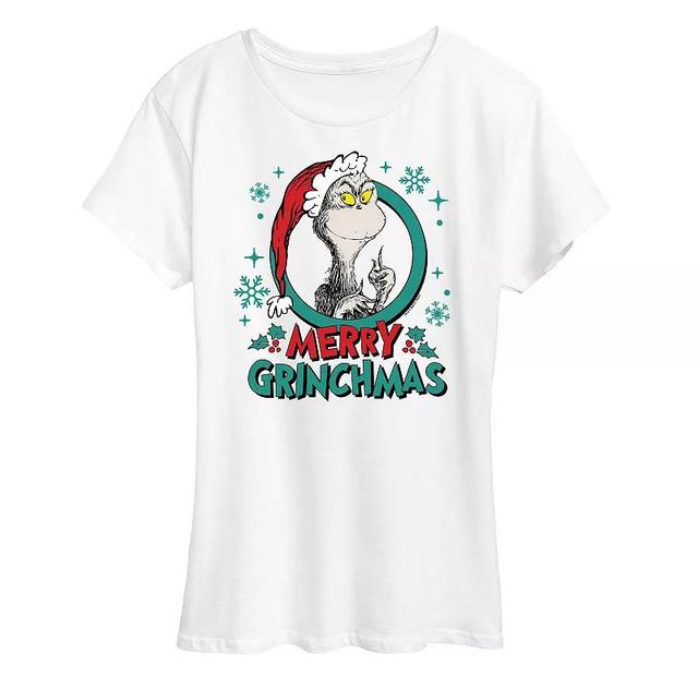 Womens Dr. Seuss The Grinch Grinchmas Circle Graphic Tee, Girls Grey Heather Product Image