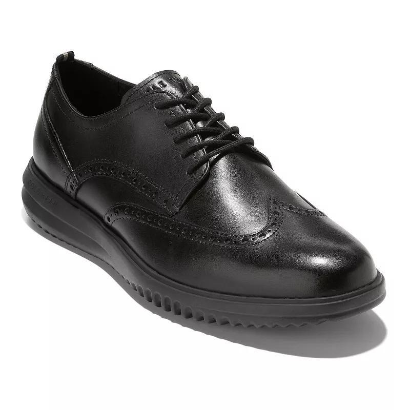 Cole Haan Grand+ Wingtip Mens Leather Oxford Shoes Black Product Image