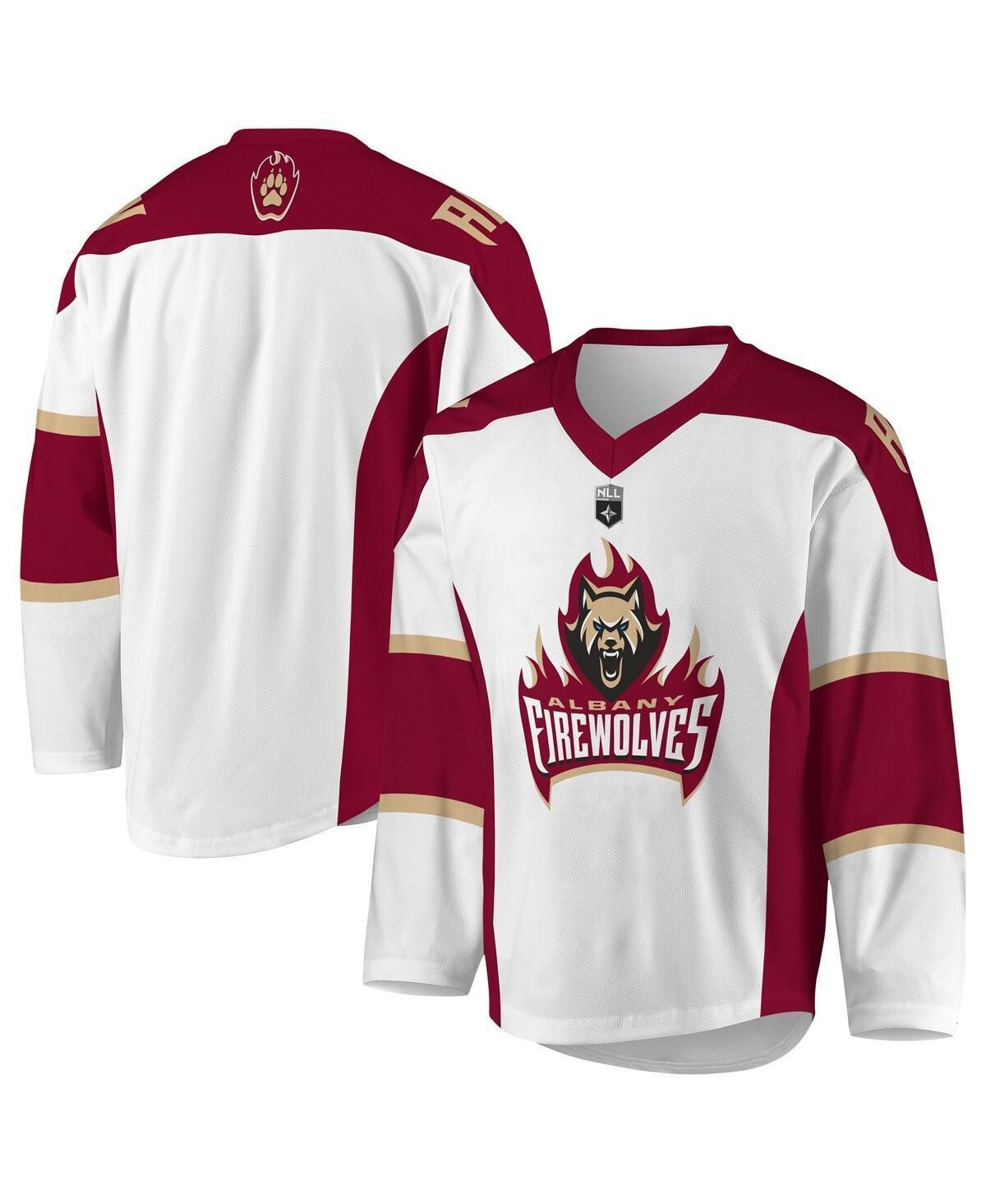 Mens White Albany FireWolves Sublimated Replica Jersey Product Image