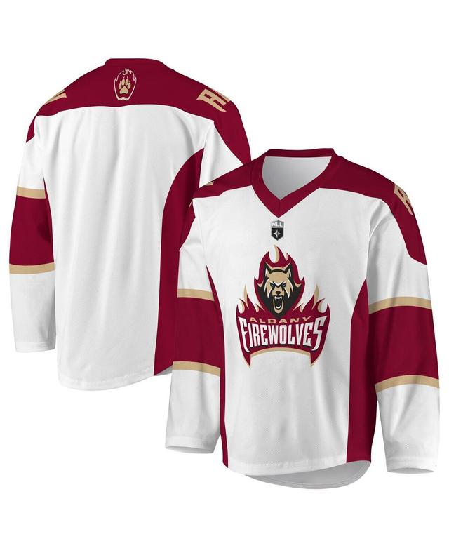 Mens White Albany FireWolves Sublimated Replica Jersey Product Image