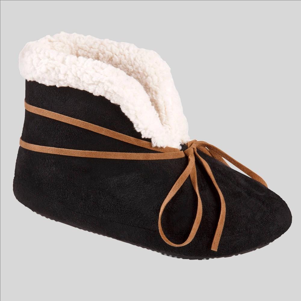 isotoner Microsuede Rory Boot Womens Slippers Black Product Image