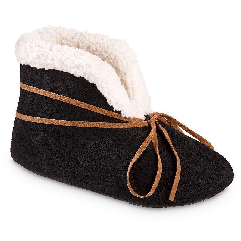 isotoner Microsuede Rory Boot Womens Slippers Black Product Image