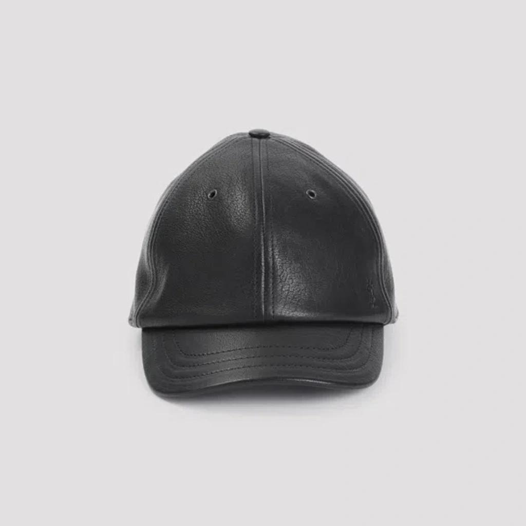 SAINT LAURENT Leather Cap In Black product image