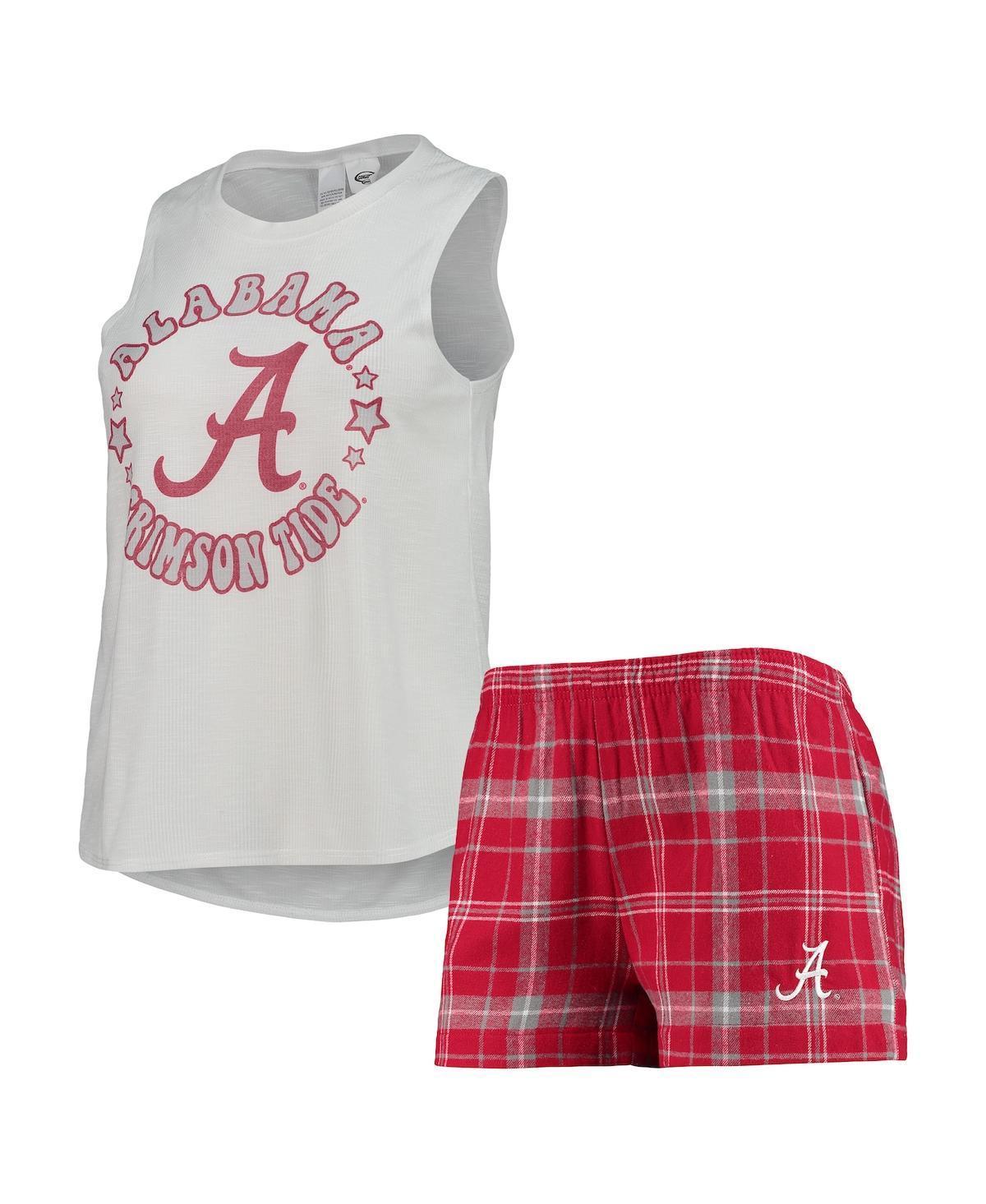 Womens Concepts Sport Crimson/White Alabama Crimson Tide Ultimate Flannel Tank Top & Shorts Sleep Set Product Image