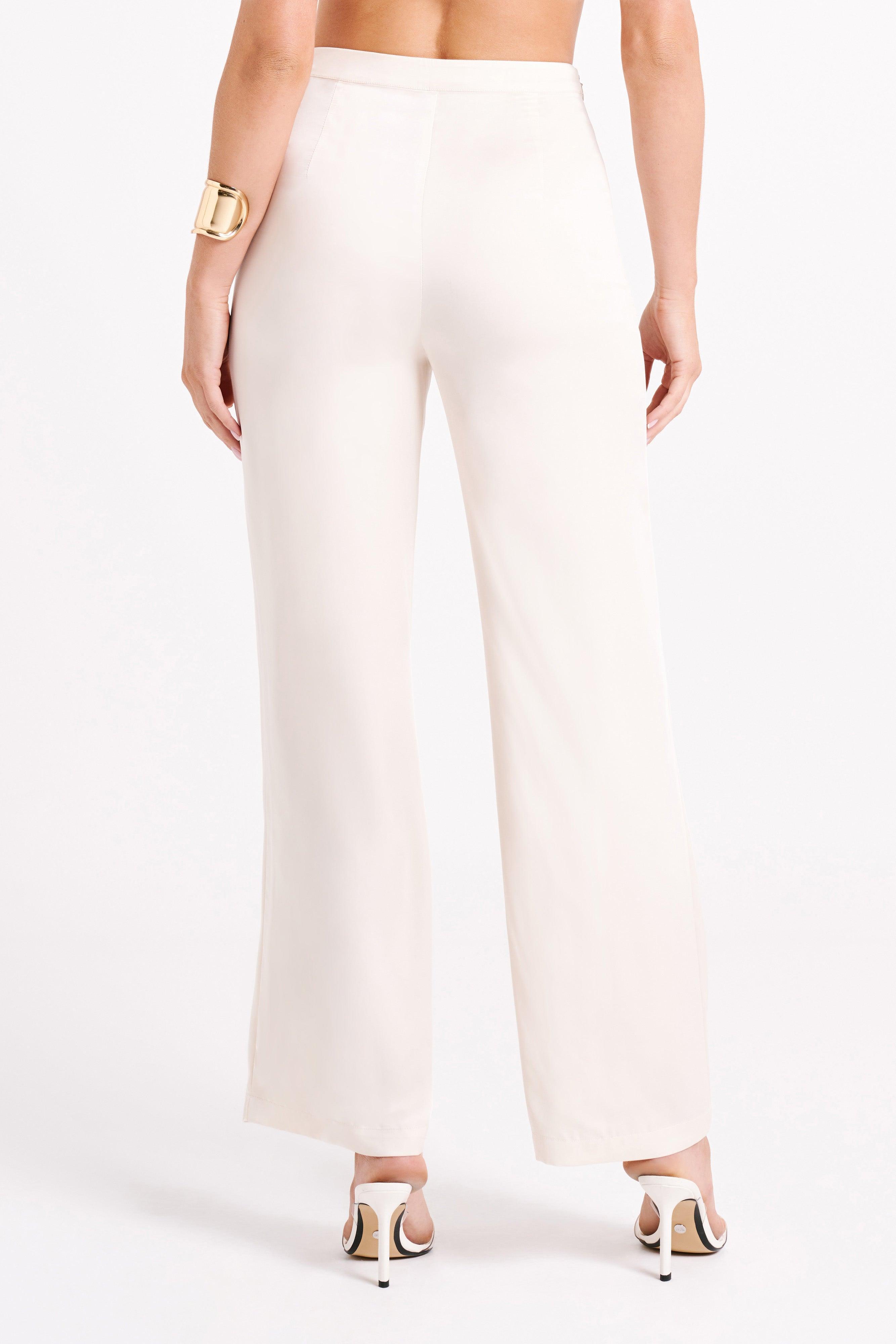 Elisa Satin Straight Leg Pant - Sand Product Image