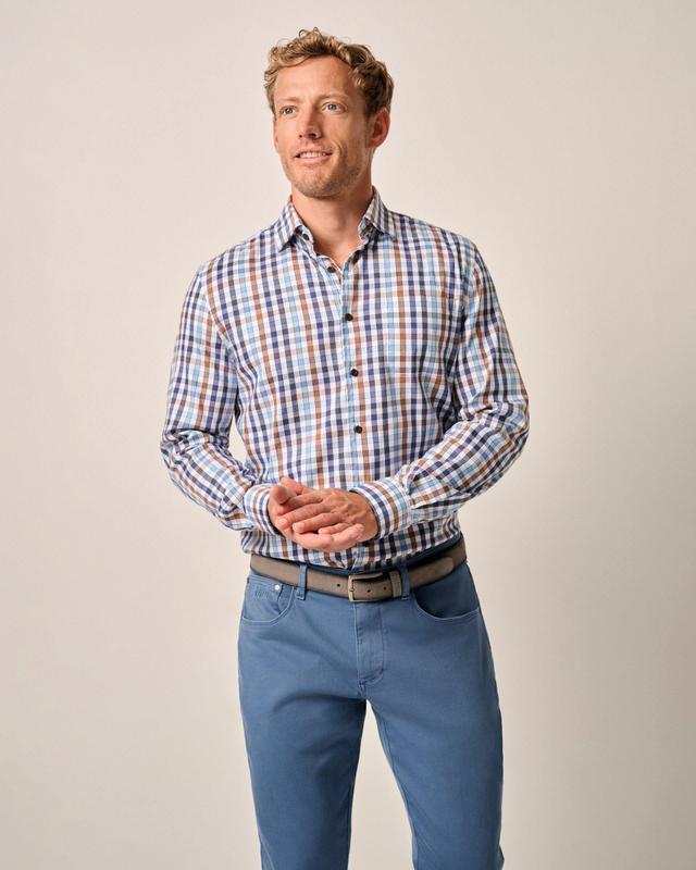 Tucked Cotton Blend Button Up Shirt - Dartmouth Male Product Image