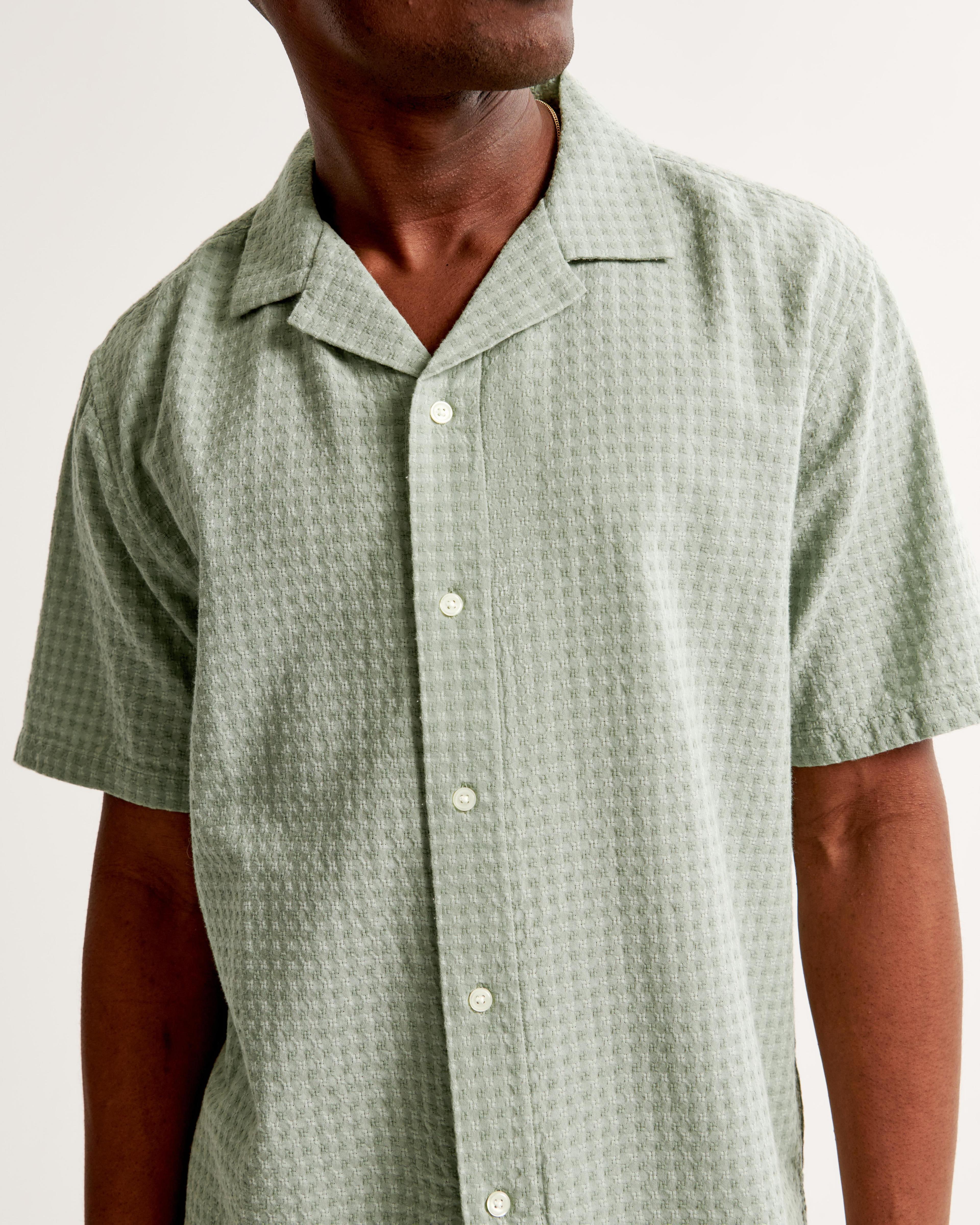 Camp Collar Waffle Button-Up Shirt Product Image