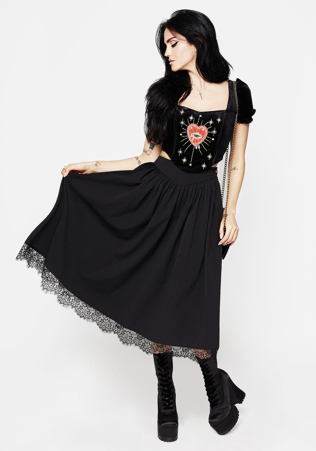 Alcina Lace Hem Midi Skirt Product Image