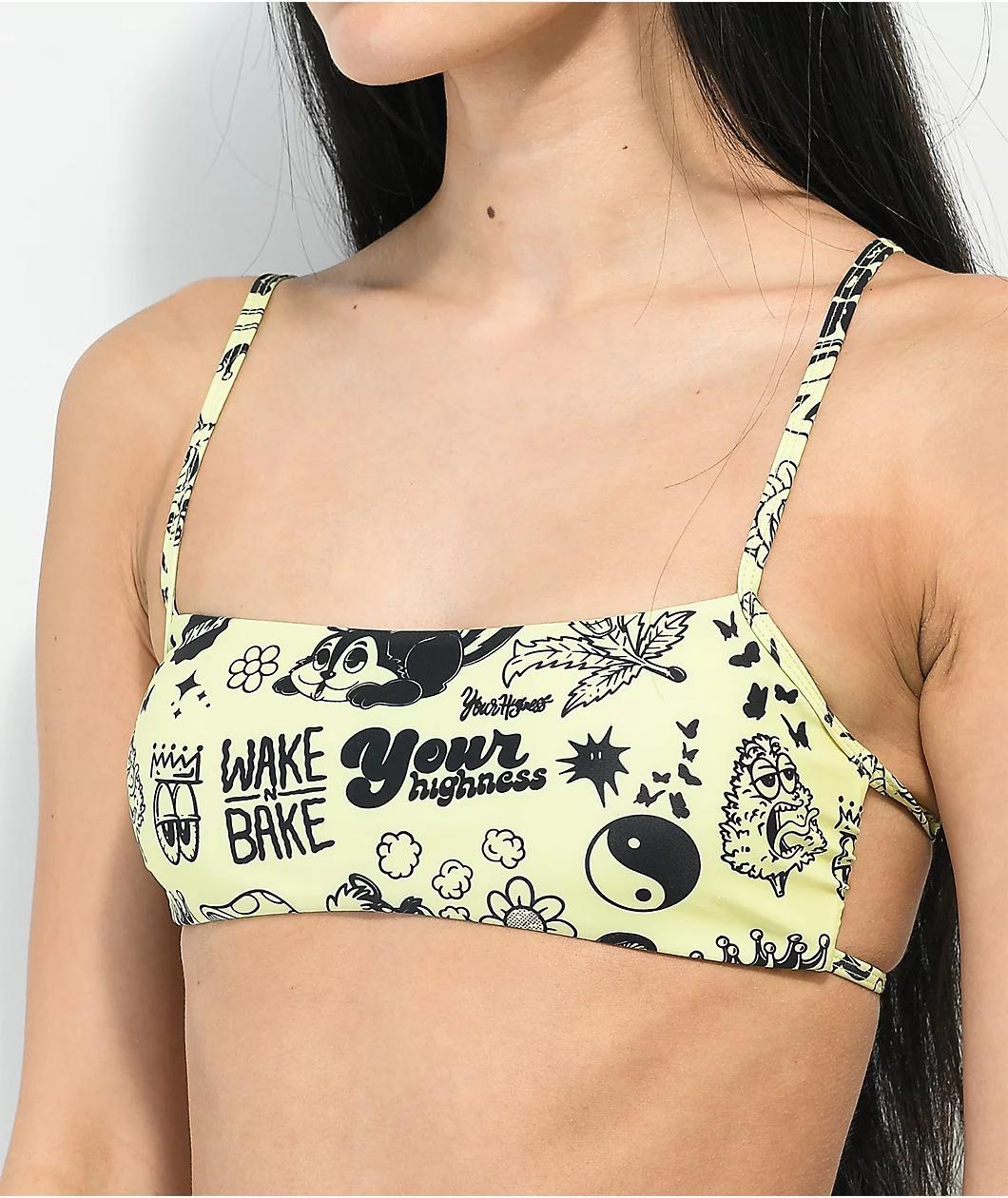 Your Highness Scribble Yellow Bandeau Bikini Top Product Image