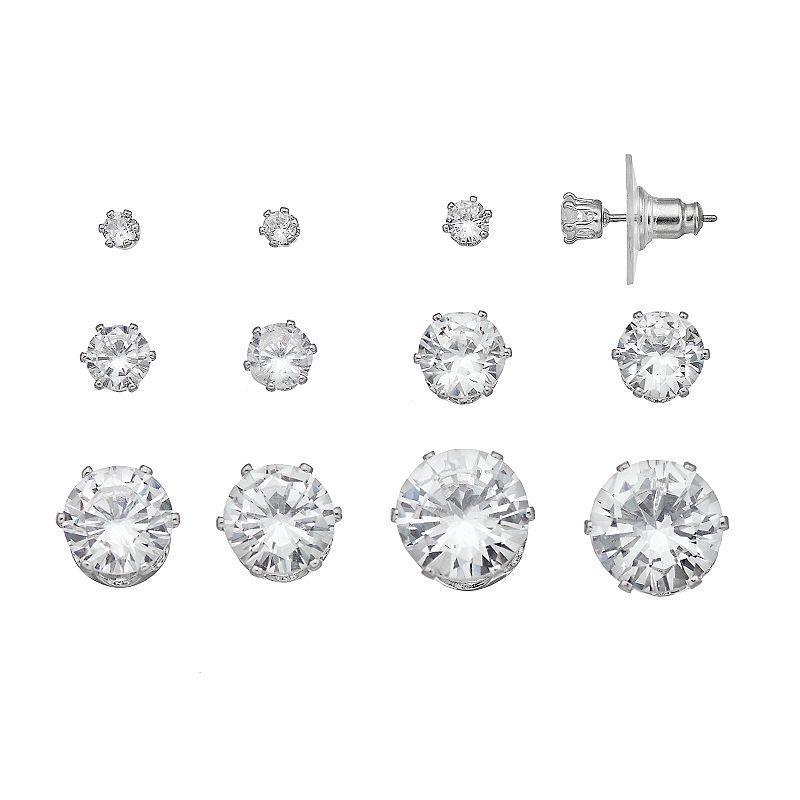 Simply Vera Vera Wang Simulated Crystal Stud Earring Set, Womens, Silver Product Image