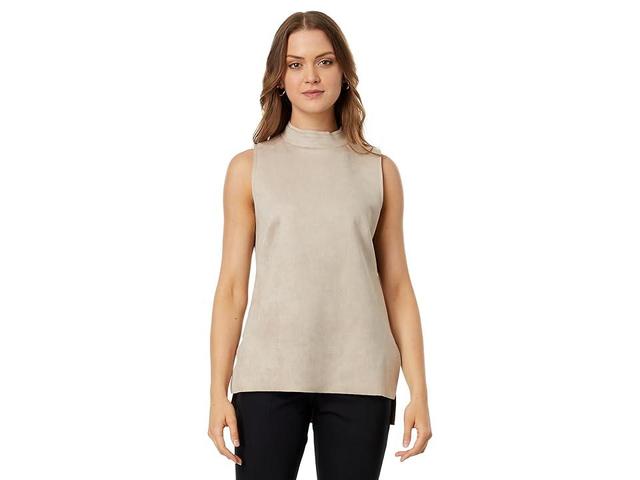 Vince Camuto Mock Neck Sleeveless Faux Suede Top in Pine Forest at Nordstrom, Size Large Product Image