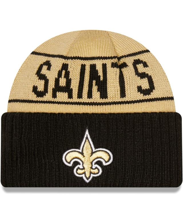 Mens Gold and Black New Orleans Saints Reversible Cuffed Knit Hat - Gold Product Image