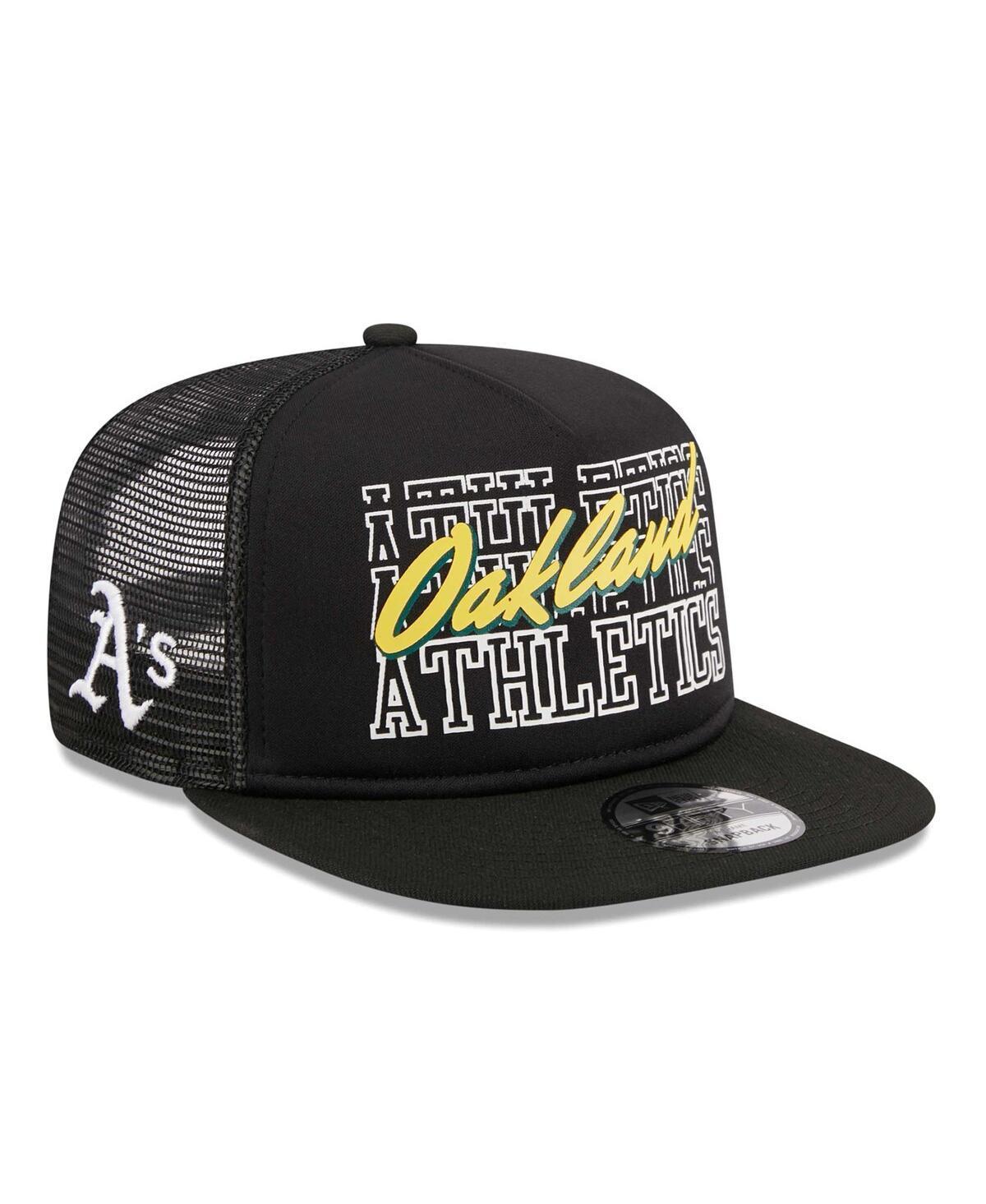 Mens New Era Black Oakland Athletics Street Team A-Frame Trucker 9FIFTY Snapback Hat Product Image