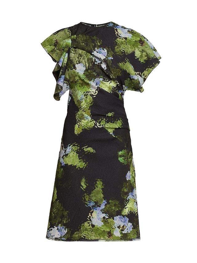 Womens Cloque Floral Midi-Dress Product Image