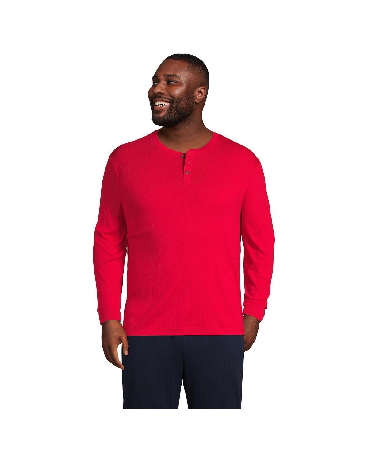 Big & Tall Lands End Knit Ribbed Pajama Henley, Mens Product Image