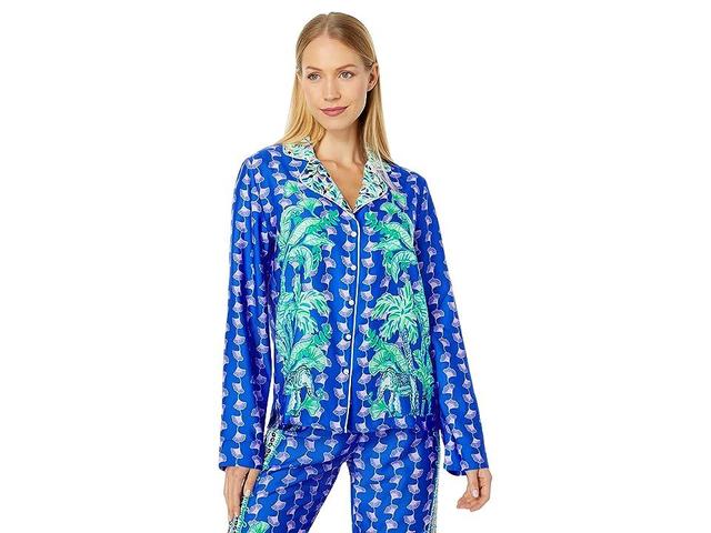 Lilly Pulitzer PJ Woven Long Sleeve Top Grotto Fan Favorite Engineered) Women's Pajama Product Image