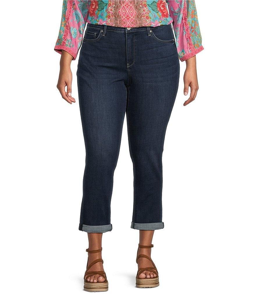 NYDJ Plus Size Sheri Slim Roll-Cuff Ankle Jeans Product Image