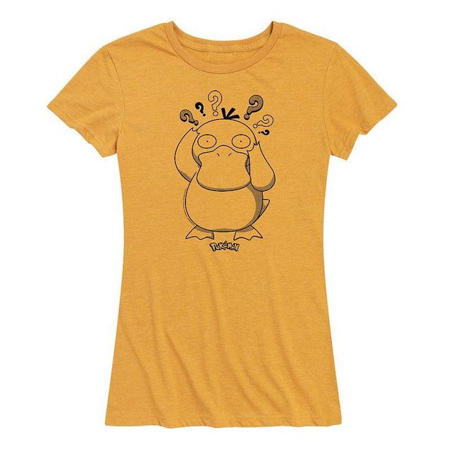 Womens Pokemon Psyduck Pattern Graphic Tee Grey Yellow Product Image