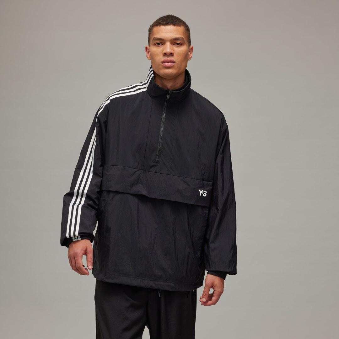 adidas Y-3 3-Stripes Nylon Shell 1/2 Zip Jacket Black XL Mens Product Image