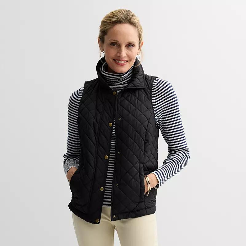 Womens Croft & Barrow Quilted Snap Vest Product Image