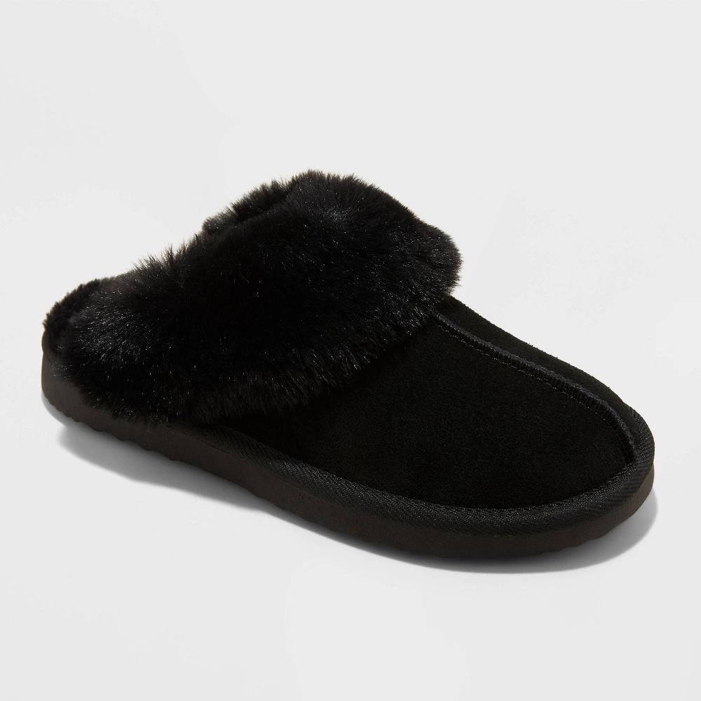 Womens Sylvia Genuine Suede Scuff Slippers - Auden Black 6 Product Image