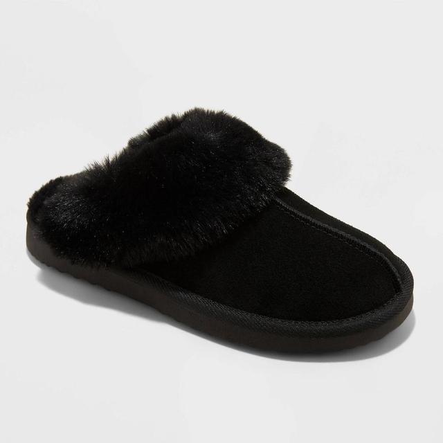 Womens Sylvia Genuine Suede Scuff Slippers - Auden Black 6 Product Image