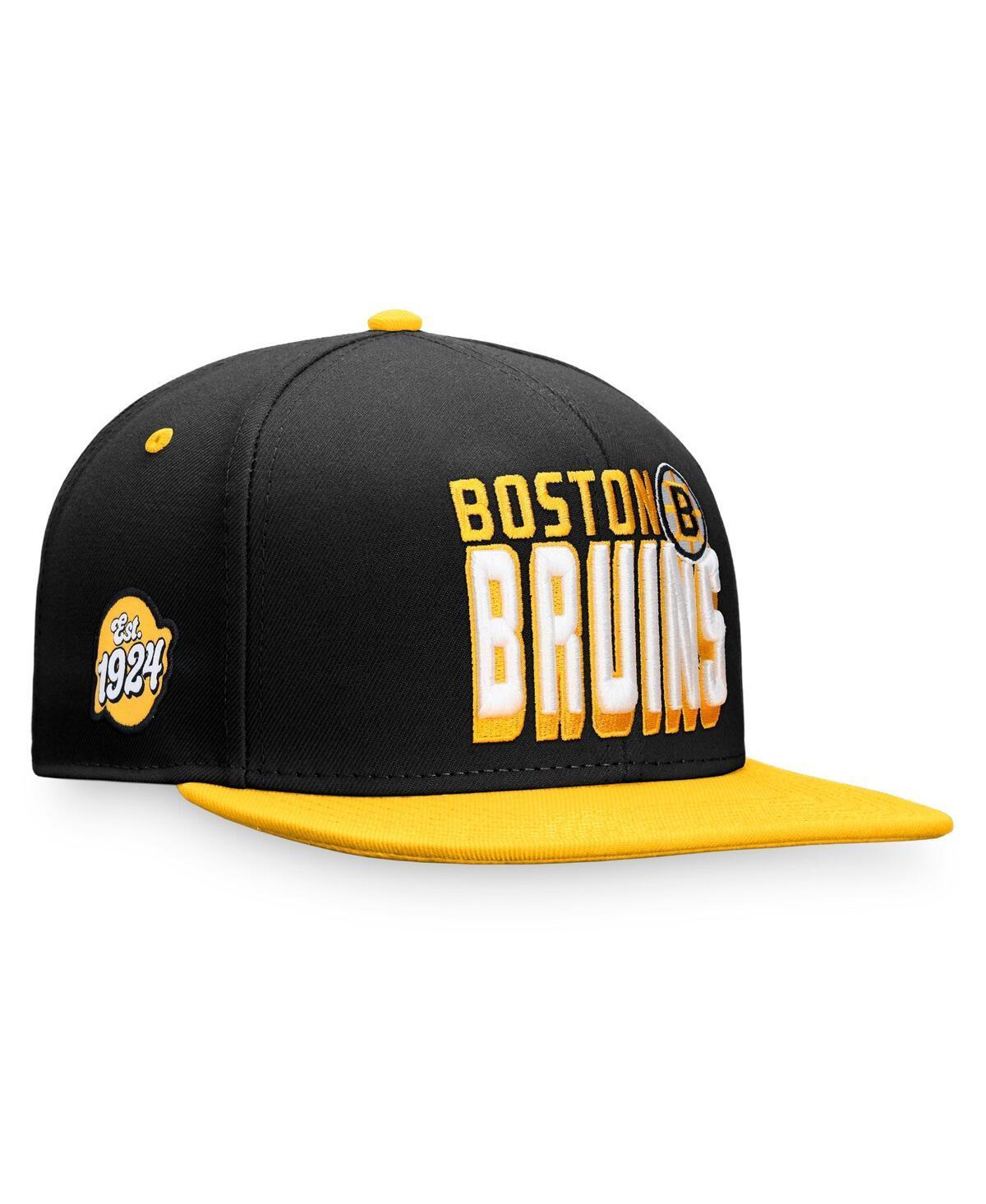 Mens Fanatics Branded /Gold Boston Bruins Heritage Retro Two-Tone Snapback Hat Product Image