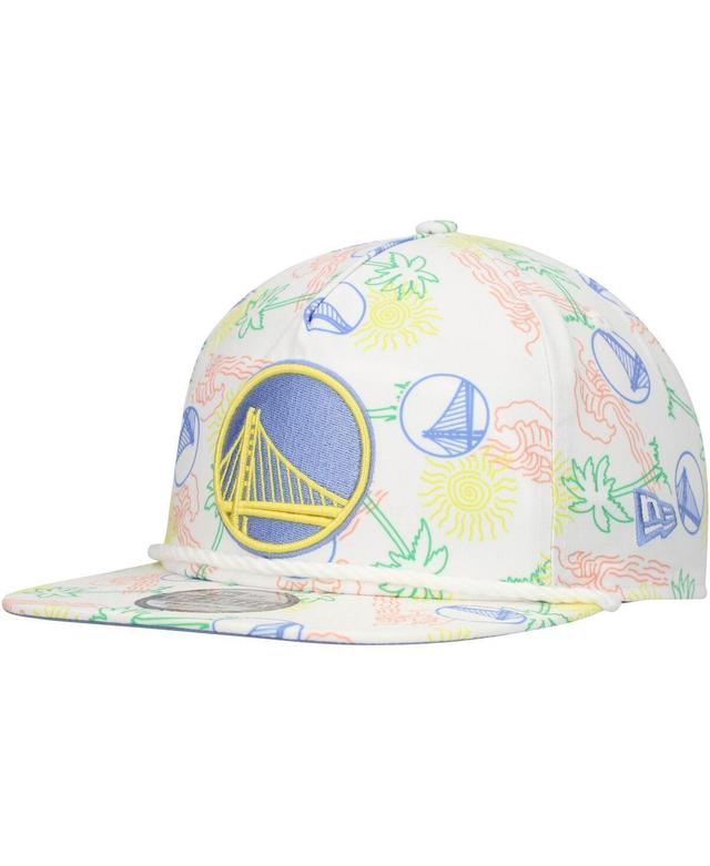 Mens New Era Golden State Warriors Palm Trees and Waves Golfer Adjustable Hat Product Image