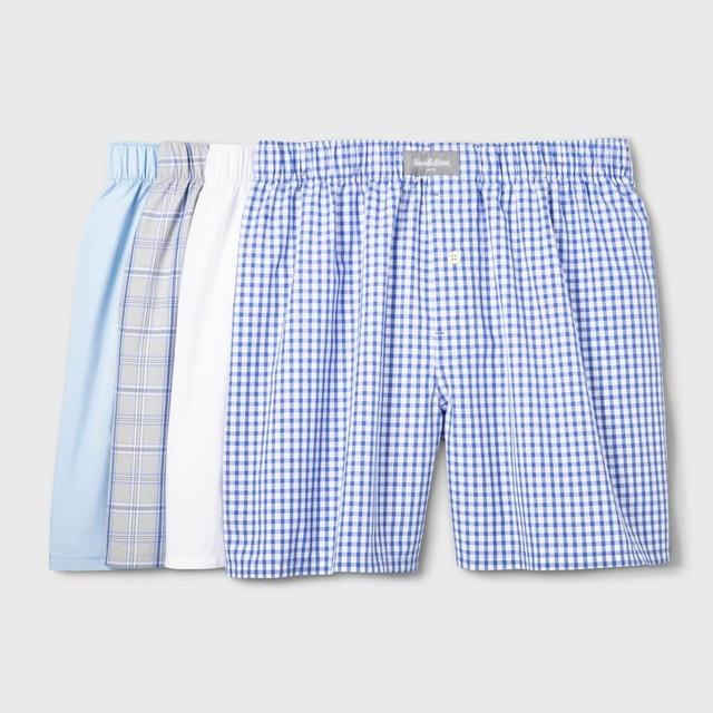 Mens Woven Boxer Shorts 4pk - Goodfellow & Co S Blue Product Image