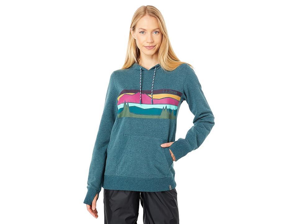 L.L.Bean Bean's Cozy Camp Hoodie Graphic (Spruce Heather Colorbars) Women's Clothing Product Image